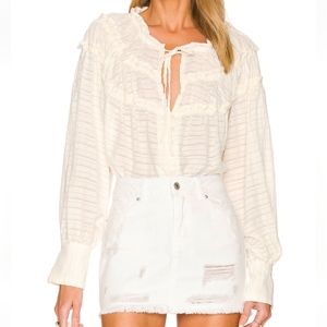 LIKE NEW Free People Ivory Hailey Crop Long Sleeve Ruffled Peasant Blouse Medium